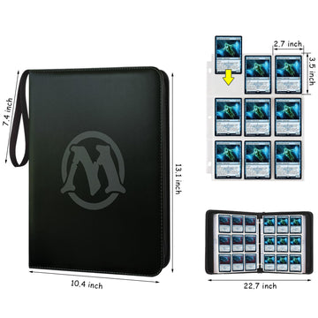 MTGPRO Trading Card Binder 9-Pocket enhanced Collector Card Binder Holds 720 Cards Standard Cards Collection Album Folder for MTG TCG Yugioh(Black 2)