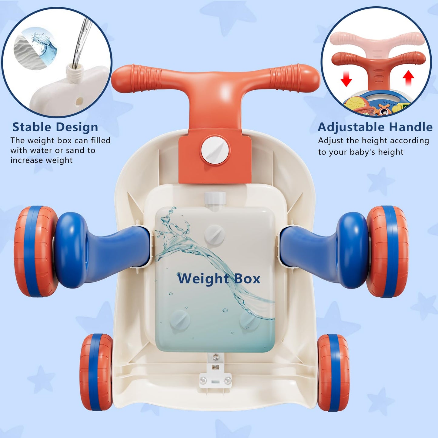 Qdragon 3 In 1 Baby Walkers For Boys, Baby Push Walker And Activity Center, Sit To Stand Walker Toy, Early Learning Push Toys Fo