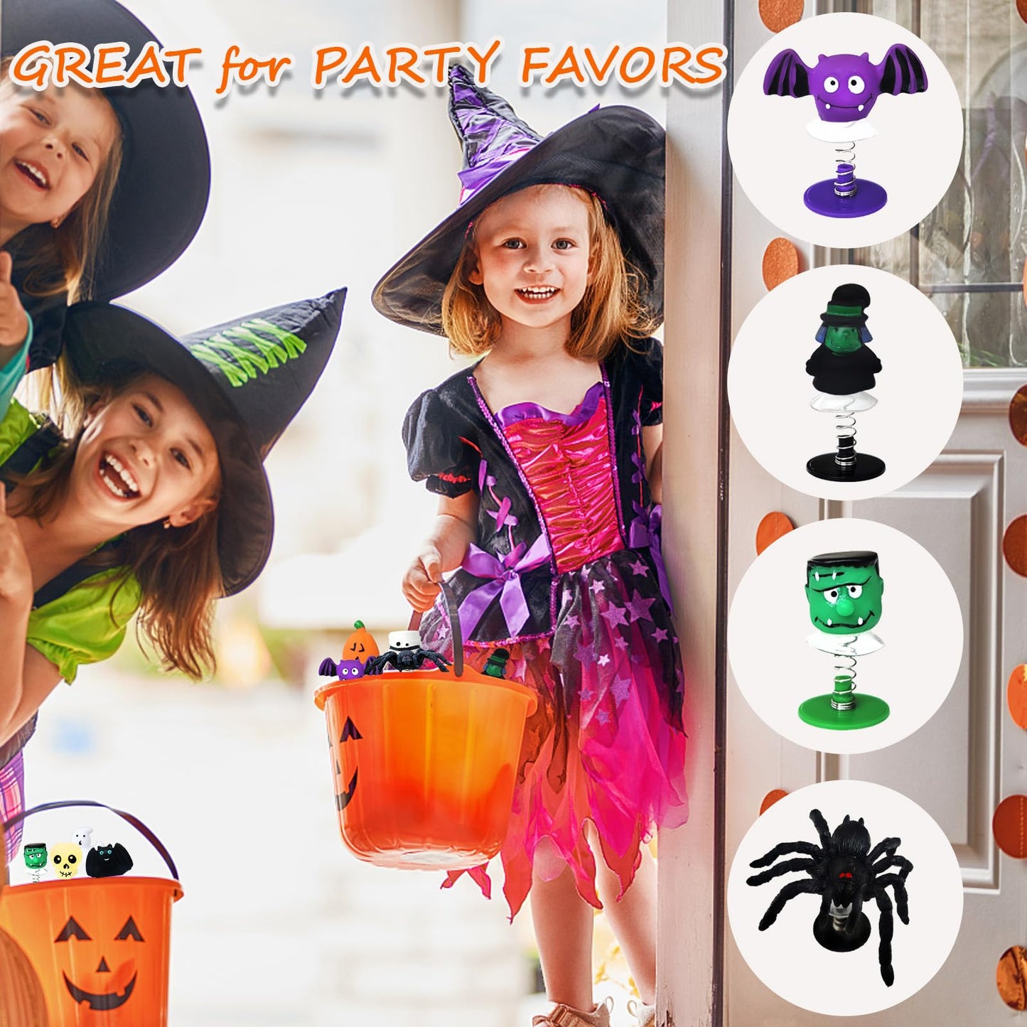 Dshengoo 24 Pcs Halloween Jumping Popper Toys,Spring Launchers Party Favors Supplies For Kids,Pinata,Goodie Bags,Classroom Prizes,12 Styles
