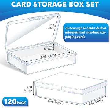 Vicenpal 120 Pcs Playing Card Box Trading Card Case Clear Card Deck Cases Card Storage Organizer Plastic Playing Card Case For B