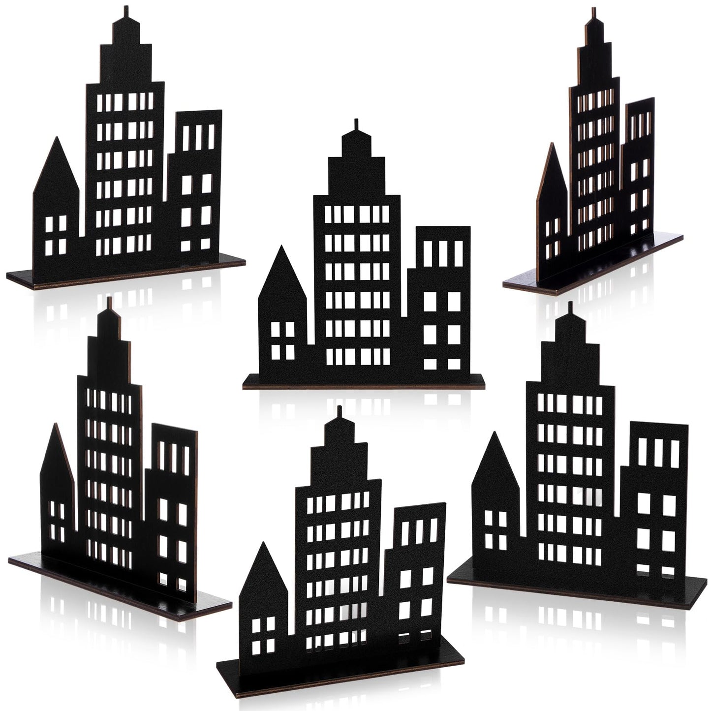 Geelin 6 Pcs Skyscraper Party Decorations Hero Party Decorations New York City Wood NYC Centerpieces City Skyline Building Decor
