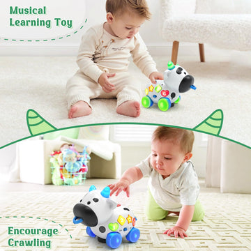 Crawling & Walking Baby Toys 6-12-18 Month, Bilingual Musical Toys for 1 Year Old Old Boy Girl, Developmental Infant Toy for 6 7