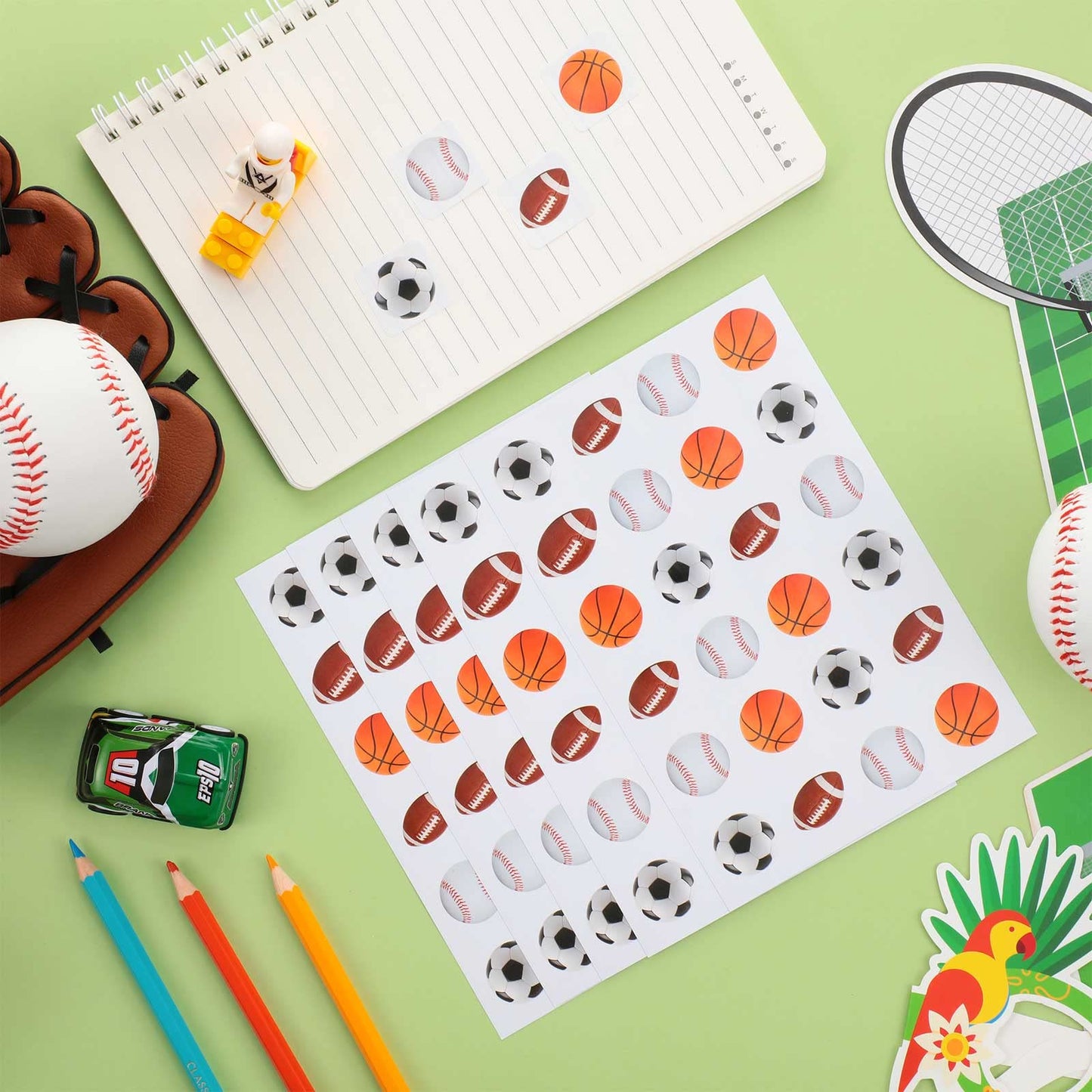 600 Pieces Sports Stickers For Kids Soccer Ball Stickers Baseball Stickers Football Stickers Basketball Football For Kids Teacher For Ball Themed Birthday Party Classroom Decorations(Multiple Balls)