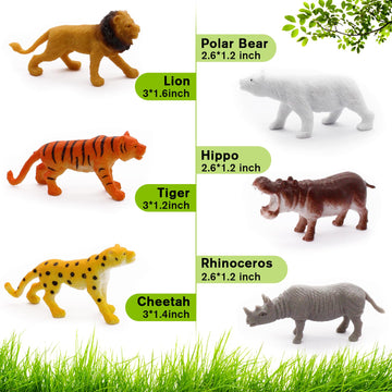 12 Pcs Realistic Wild Jungle Animals Figurines Toys,Plastic African Jungle Animals Playset For Kids:Lion,Elephant,Giraffe-Ages 3