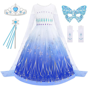 Aolliya Princess Costume For Girls Ice Snow Queen Princess Dress Up For Halloween Cosplay Birthday Party