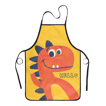 Popologa Dinosaur Apron For Girls Boys Kids Cooking Painting Aprons Art Smock Supplies Toddler