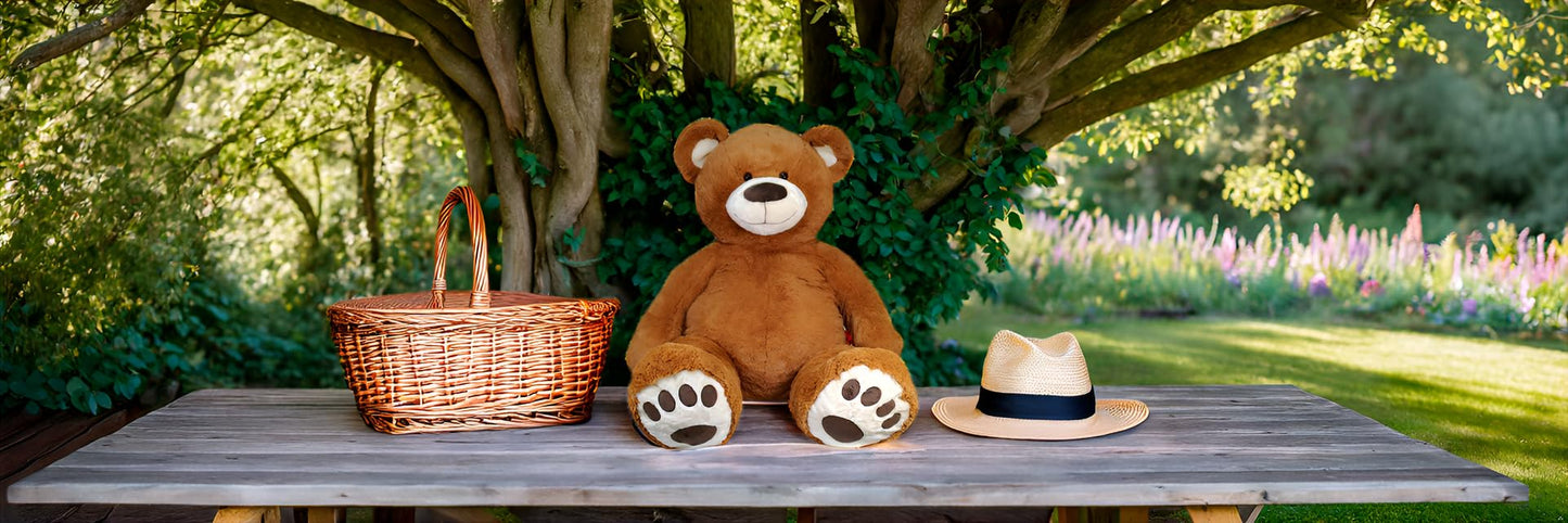Anico 59' Tall (5 Foot) Giant Plush Bear, Stuffed Animal, Medium Brown Teddy Bear With Smiling Face. Premium Stuffed Toy Teddy Bear, Perfect For Girlfriend, Kids, Valentine'S Day, Christmas!