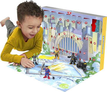 Dc Super Friends Imaginext Dc Super Friends Advent Calendar, 24 Mystery Toys Including Figures, Accessories And A Vehicle For Preschool Kids