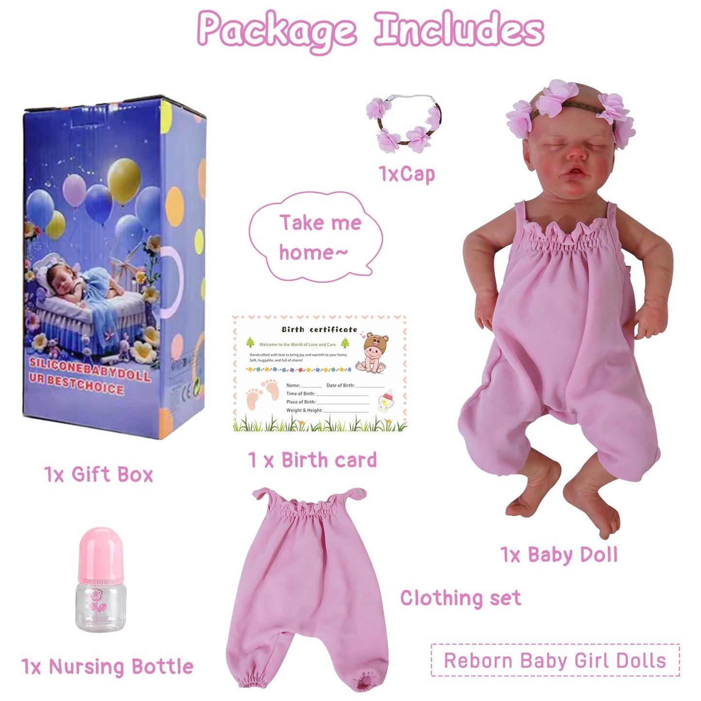 Softmary 18-Inch Full Silicone Newborn, Lifelike Reborn With Realistic Veins, Sleeping Realistic Silicone Newborn