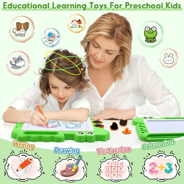 Aituitui Magnetic Drawing Board Toddler Toys Gift For 2 3 Year Old Girls Boys, Sketch Writing Doodle Pad Toddlers Age 2-4 Travel Games, Educational Learning Kids Toys For Birthday (Green)