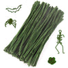 Caydo 100 Pieces Dark Green Pipe Cleaners Craft Supplies Flexible Chenille Stems for DIY Crafts Project and Decoration, 6 mm x 1