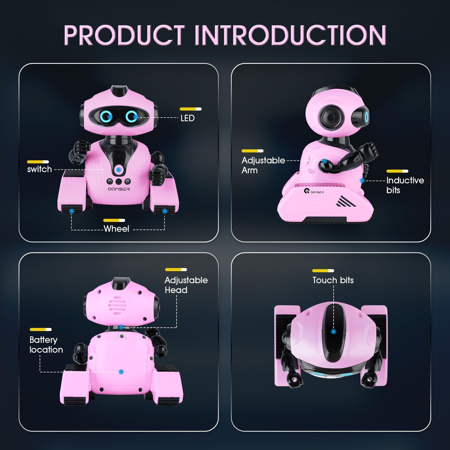 Winthai Robots Toys for Kids, 2.4Ghz Remote Control Robot Toys with Music and LED Eyes for Boys/Girls, RC Toys Gift for 3-12 Yea