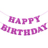 Glitter Purple Happy Birthday Banner Sign With Shiny Letters, Glitter Happy Birthday Bunting Banner Flag Garland For Kids Boys Baby Birthday Party Decorations Supplies