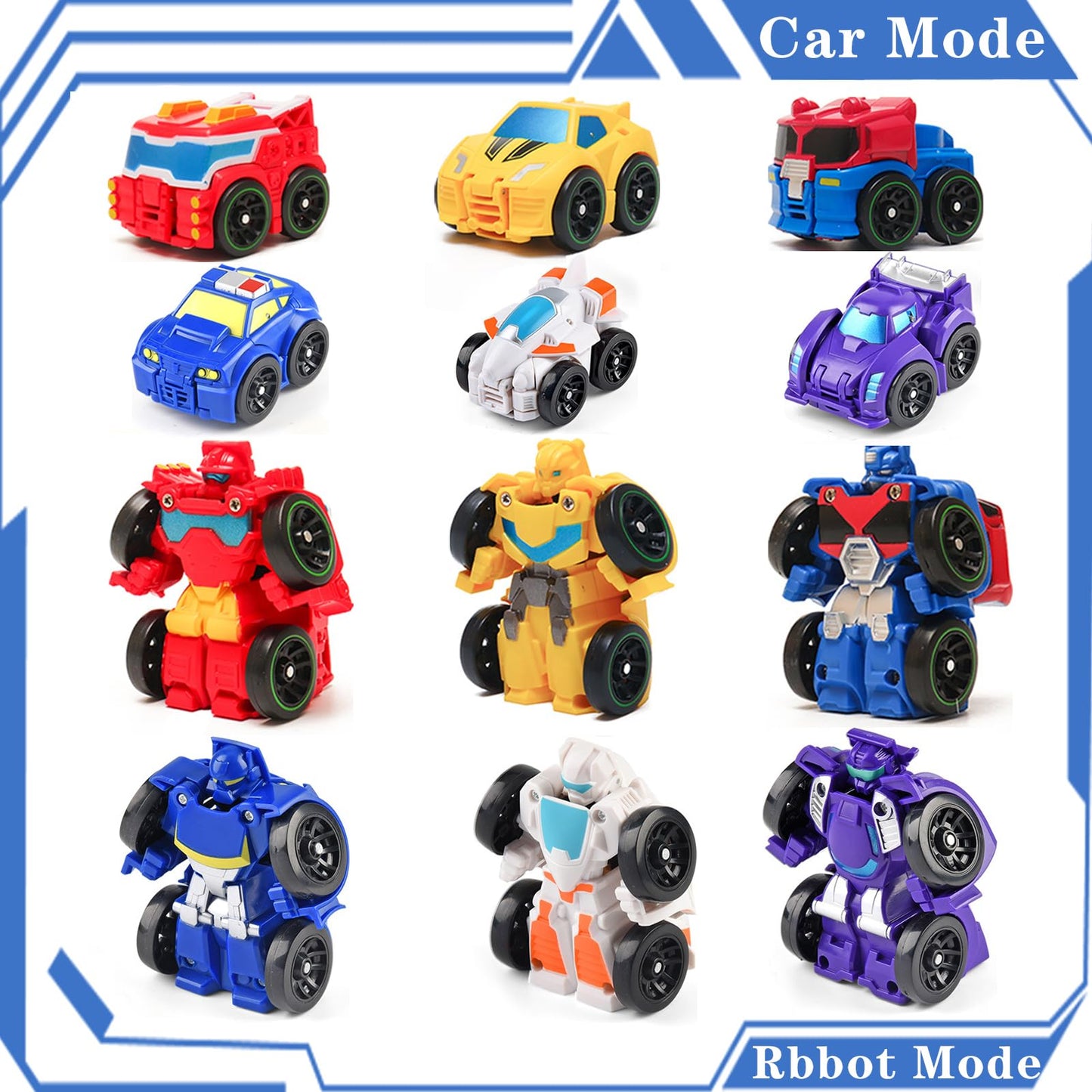 Onest 6 Pieces Mini Robots Car Toys Toddler Small Hero Action Figures Push Go Rescue Vehicle Playset Boys Little Car Bots For Ki