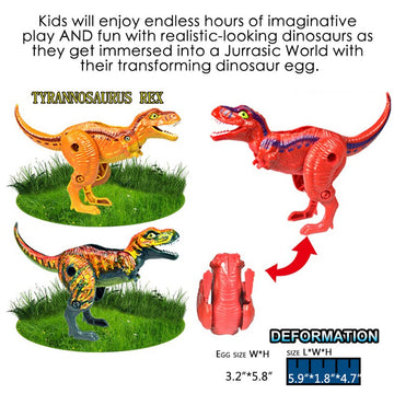 COFFLED 4 Pack Hatching Dinosaur Eggs Toys for Kids 3+, Deformation T-Rex, Pterosaurs, Brachiosaurus, Triceratops - Random Color