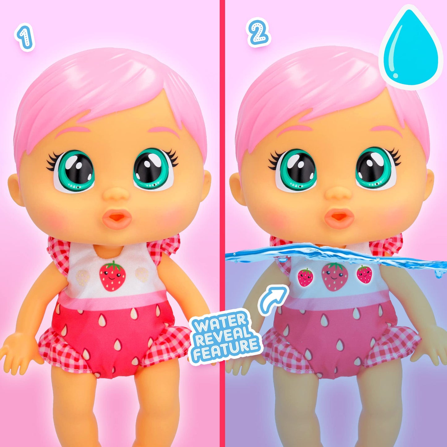 Cry Babies Fun N' Sun Ella 10' Baby Doll With A Strawberry Themed Swimsuit Plus 6 Accessories - Ages 18+ Months