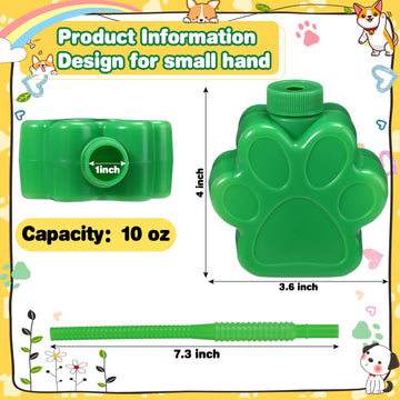 Sratte Dog Paw Cups 10 oz Bulk Puppy Paw Print Theme Cups, Cute Print Plastic Puppy Straw Cup Bulk with Lids for Kids Pet Dog Bi