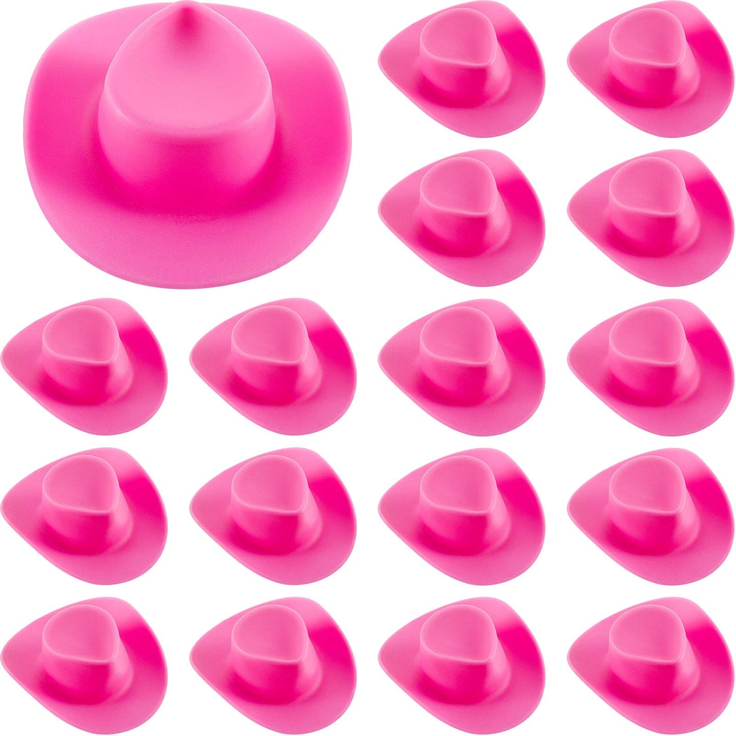 Skylety 20 Pieces Plastic Mini Cowboy Cowgirl Hat Miniature Western Small Doll Hat Cute Doll Cupcake Decoration For Dollhouse Cow Party Decoration(Pink)