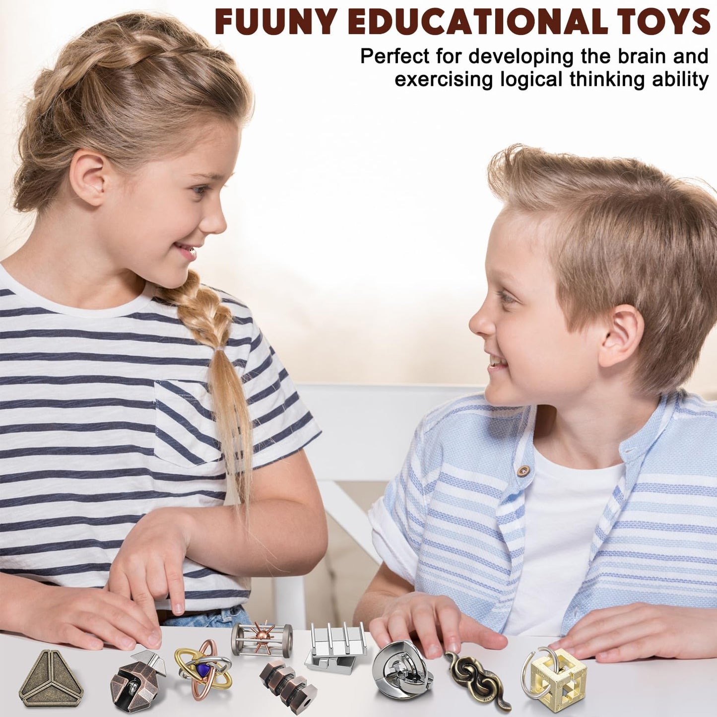 Wettarn 9 Pcs Metal Brain Teaser Puzzles Teaser 3D Steel Puzzle for mature-themeds Unlock Interlocking Puzzle mature-themed IQ Education Smart Puzzle Toys(Magic Style)