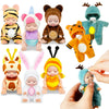 Haawooky 6 Pcs 4 Inch Mini Baby Dolls,Cute Small Baby Doll Toys with 8 Pcs Animal Clothes,Lifelike Realistic Reborn Tiny Baby Do