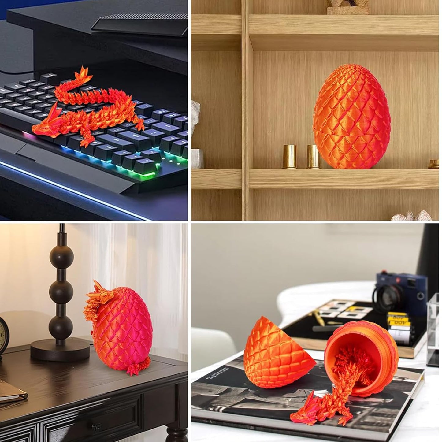 Tboline 3D Printed Dragon Egg,Dragon Eggs With Dragon Inside,Crystal Dragon Fidget Toys,Full Articulated Dragon Dragon In Egg,Ad