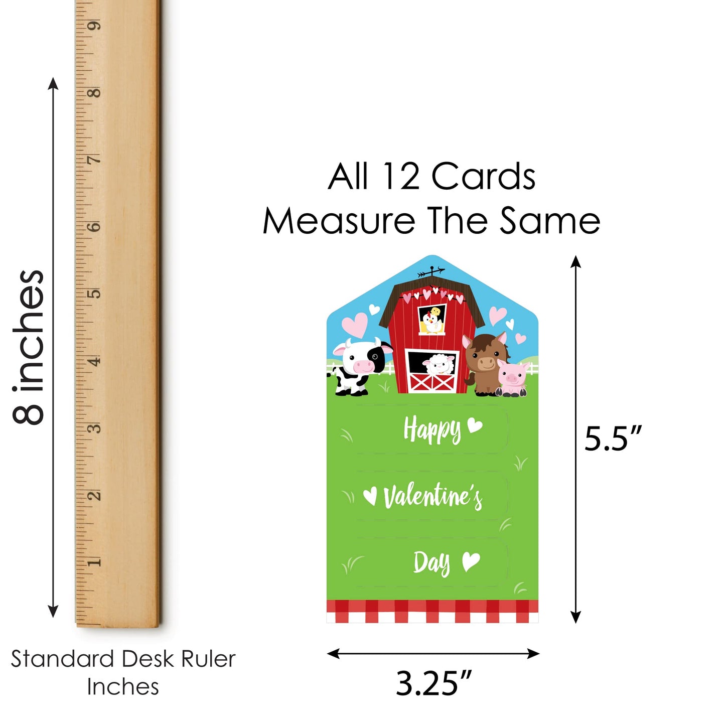 Big Dot Of Happiness Farm Animals - Barnyard Cards For Kids - Happy Valentines Day Pull Tabs - Set Of 12
