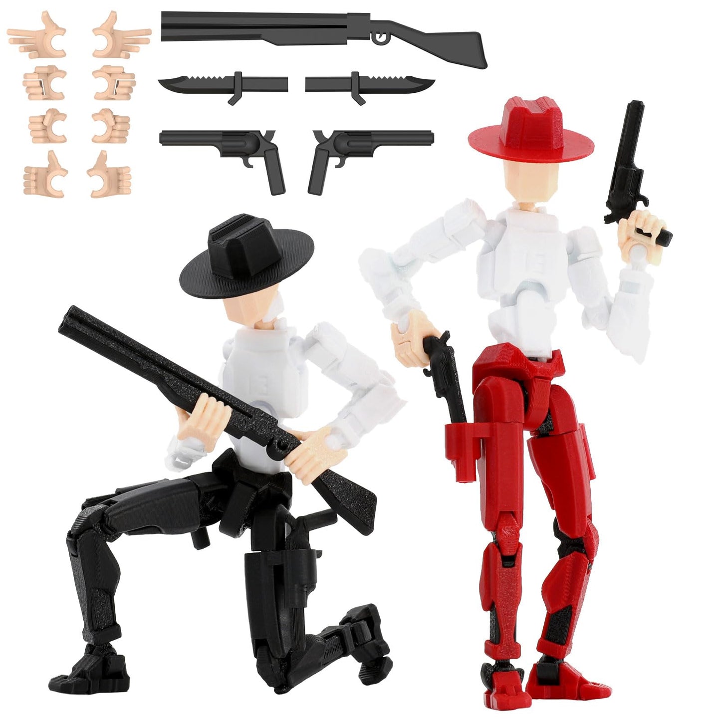 Deeplus Titan 13 Action Figure, Cowboy Already Assembled Dummy 13 Action Figures For Boys, 2-Pack 5.4 Inches T Lucky 13 Action F