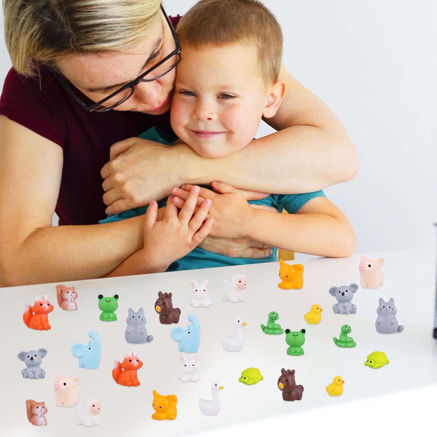 Nqeuepn 30Pcs Mini Resin Animals Set, 15 Styles Tiny Resin Animals Mini Resin Figures Miniature Garden Decor Mini Animals Figures For Diy Crafts Miniature Landscape Dollhouse Decoration