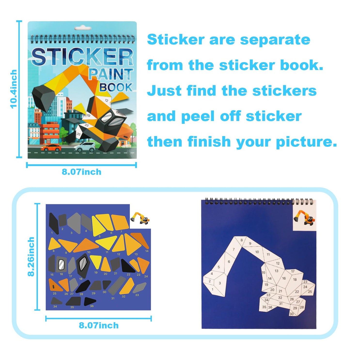Vehicle Sticker Book For Kids Ages 4-8, Crafts For Kids Ages 4-8 Sticker Paint Books Boys And Girls Birthday Gifts Party Favor, Travel Toys Car Stickers For Kids Learning