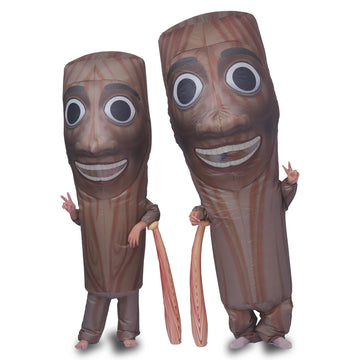 Ghorkivex Inflatable Tung Costume Halloween Funny Wooden Stick Man sahur Inflatable costume with Stick Blow Up italian brain Costumes (child)