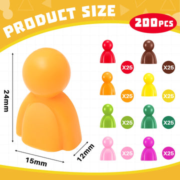 Liliful 200 Pcs Board Game Pieces Plastic Multi-Color Board Game Tokens Ideal For Sorting, Counting, Replacement Pieces, 8 Color