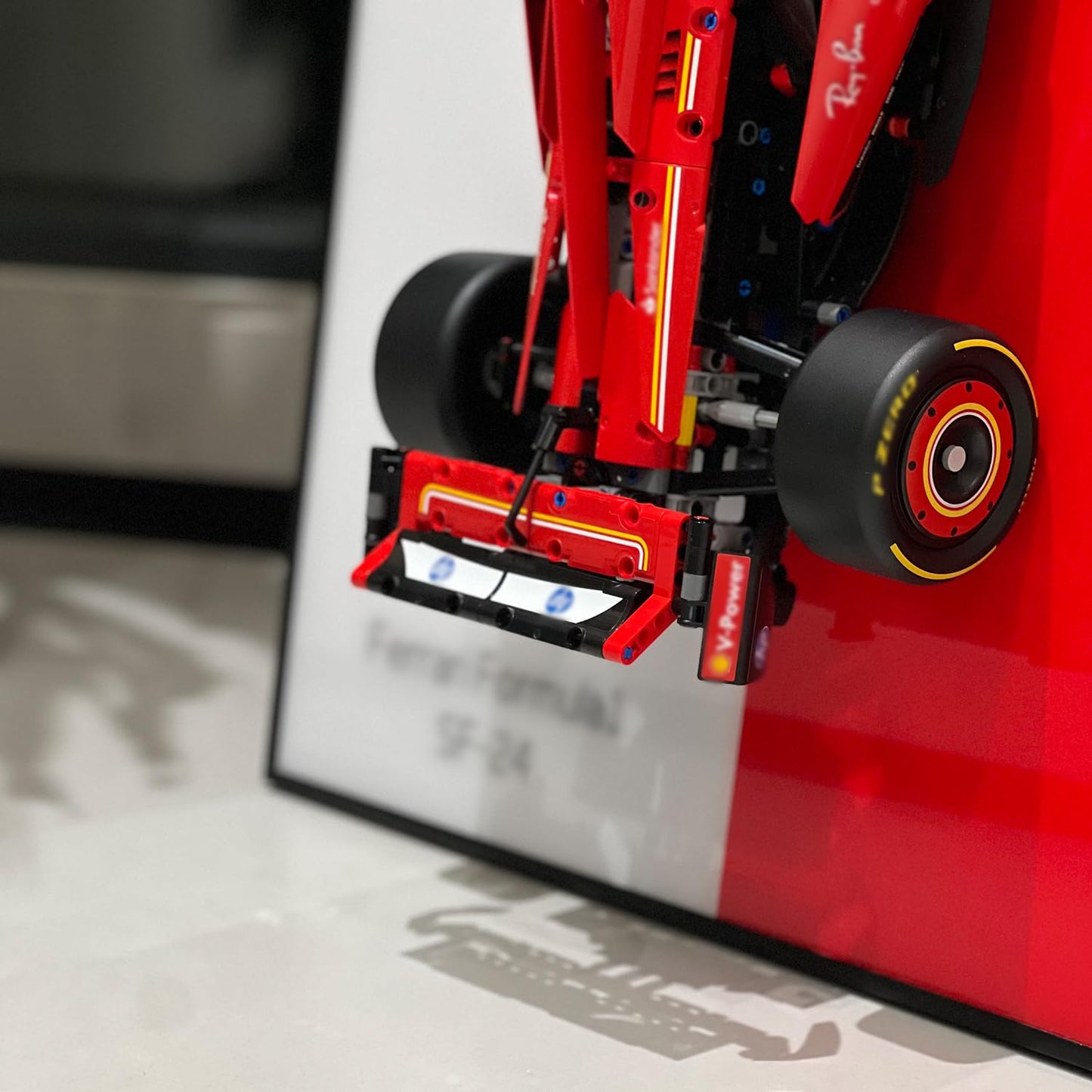 iLuane Display Wallboard for Lego Technic Ferrari SF-24 F1 Model Car Kit Building Set 42207 mature-themed Collectibles Wall Mount Home or Office D?cor Two-Tone (No Car Included)