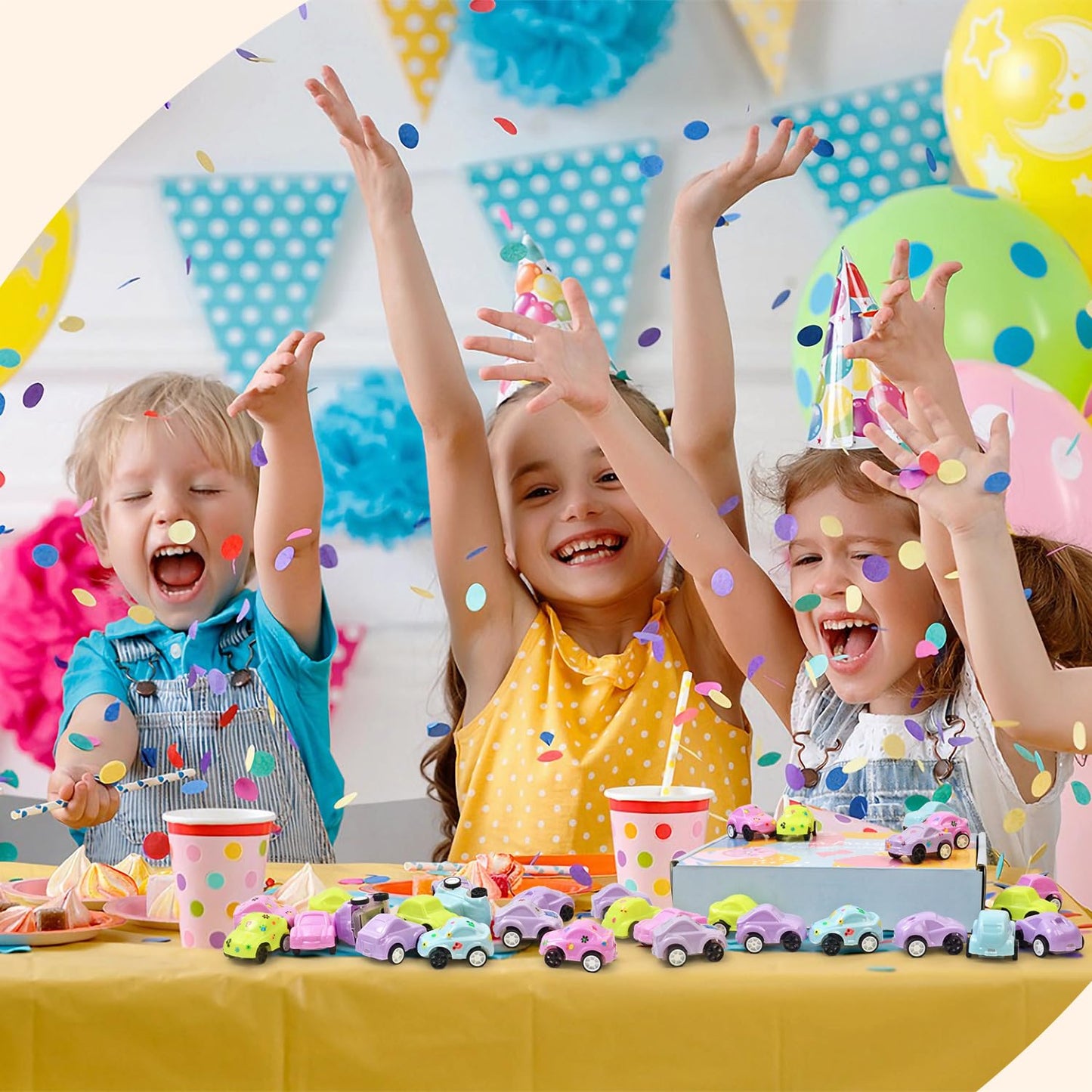 Vileafy 60-Pack Mini Pull Back Cars & Stickers - Party Favors For Kids Age 3-8 - Fun Bulk Toy Cars For Goody Bags, Carnival Priz