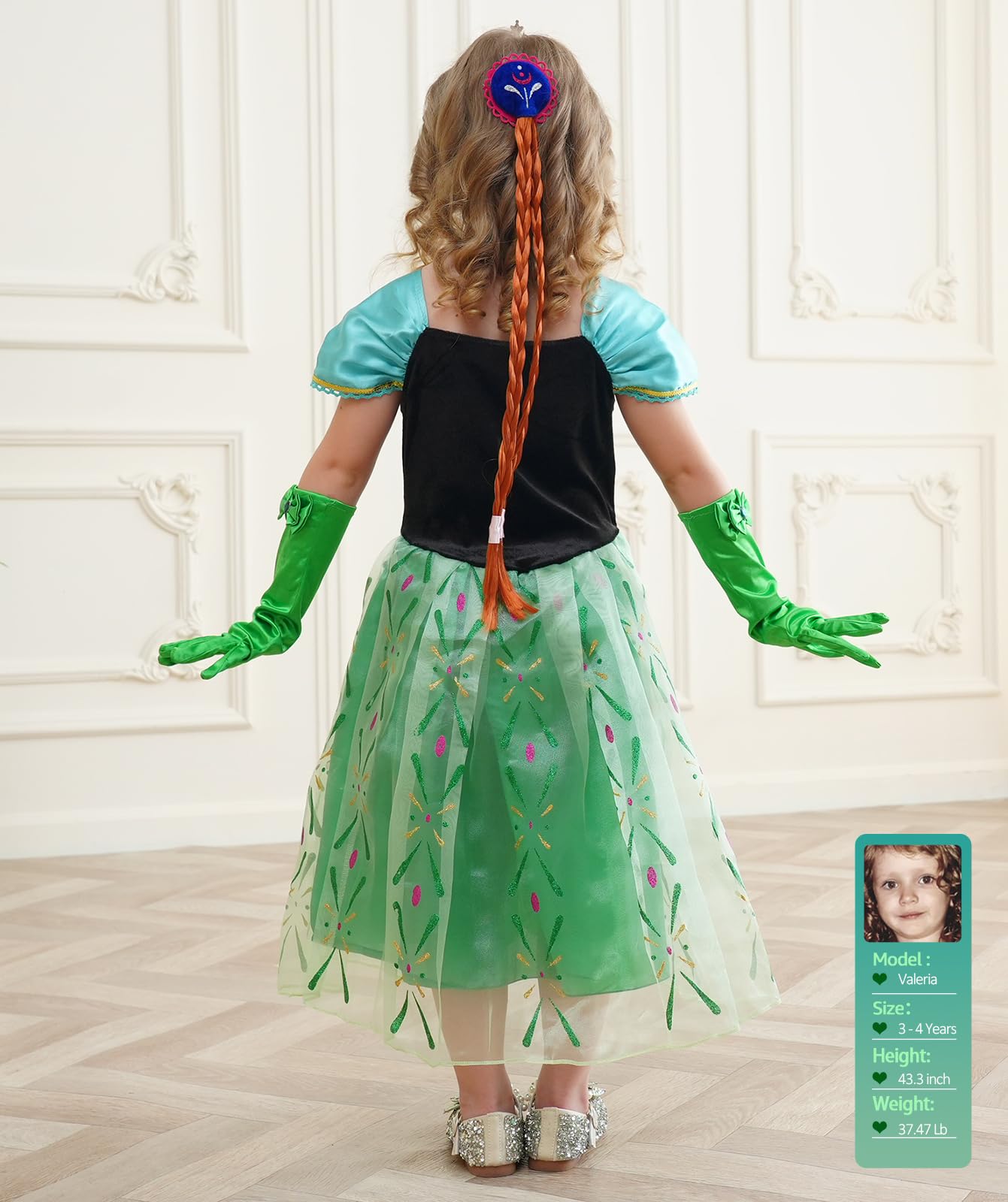 Sabbenia Princess Dresses For Girls Frozen Princess Costume Christmas Birthday Halloween Carnival Party Cosplay 4-5Y