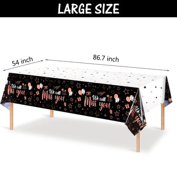 3 Pieces We Will Miss You Tablecloth Going Away Party Decorations Retirement Themed Table Cover Stars Disposable Plastic Table Cloth For Farewell Anniversary Party Supplies (Rose And Gold)