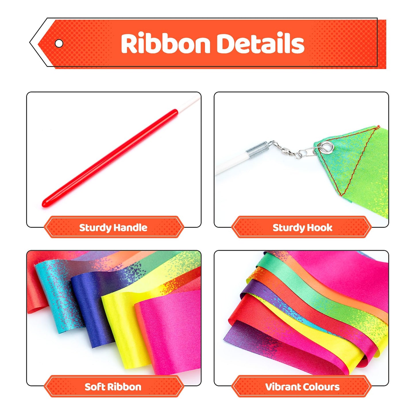 Hapmars 20 Pack Ribbon Dancer Wands For Kids, Rainbow Streamers, Party Favors Goodie Bags Stuffers, Girls Birthday Gifts For Dan