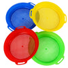 QINGLER Sand Sifters Sieve for The Beach Sand Toys (Red, Blue, Yellow & Green) Complete Gift Set Bundle-4Pack(8.75x 9.75in)