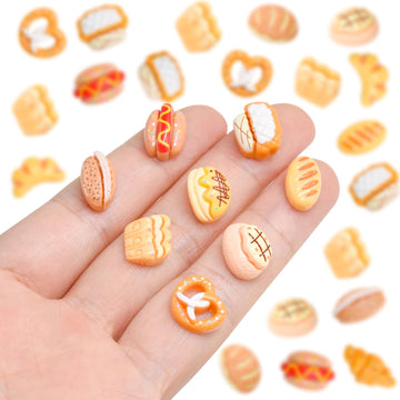 100 Pieces Mini Bread For Dollhouse Miniatures Mini Food For Crafts Tiny Resin Things For Dollhouse Mini Kitchen Micro Landscapi