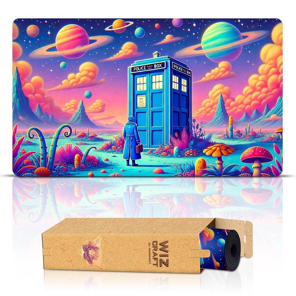 Wizcraft Gaming Paramint Tardis In Space (Stitched) - Doctor Who, Mtg Playmat - Compatible With Magic The Gathering Playmat - Pl