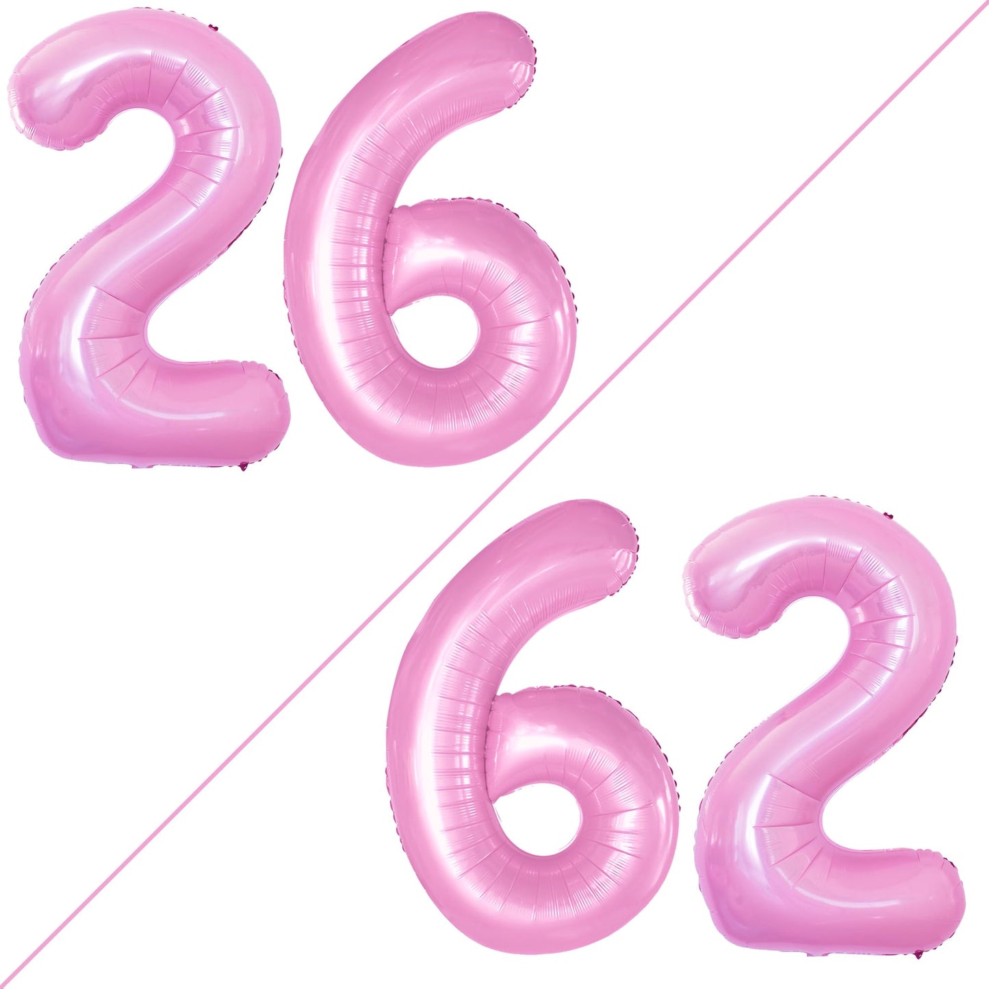 Goer Number 26 Balloons For 26Th Birthday Party Decorations,42 Inch Jumbo Foil Helium 62 Balloons For 62Nd Birthday Party Decoration (Light Pink)