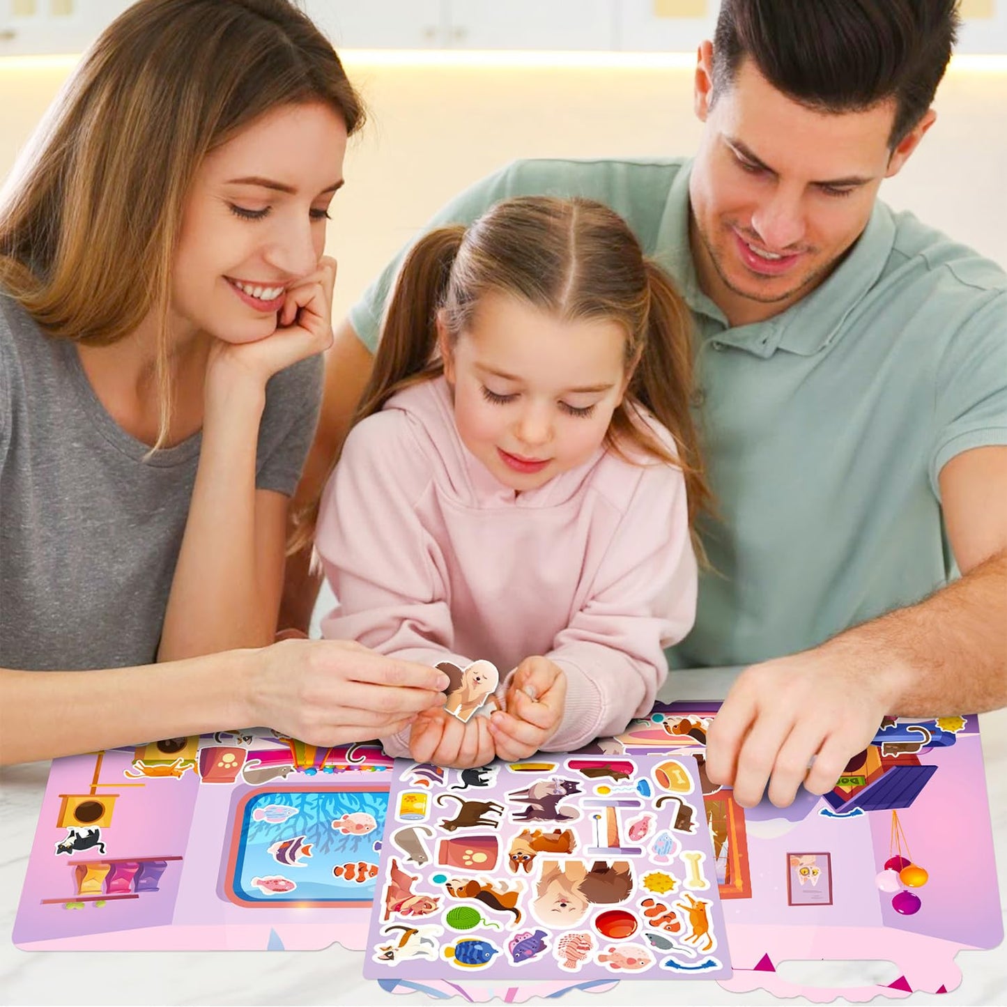 Reusable Sticker Books For Toddlers 2-4 Years, Sticker Books For Kids 1-3, Birthday Gifts For Kids Toddler Boys Girls Travel Toys (Pet Paradise)