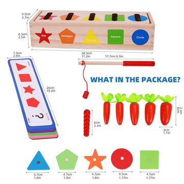 AISHUN Montessori Magnetic Color Shape Sorting Box, Wooden Educational Toy for Toddlers, Fine Motor Skills, Model QZM-1358, New