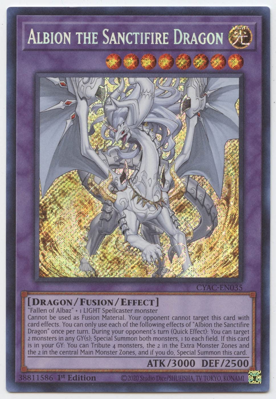 Albion The Sanctifire Dragon - Cyac-En035 - Secret Rare - 1St Edition Purple