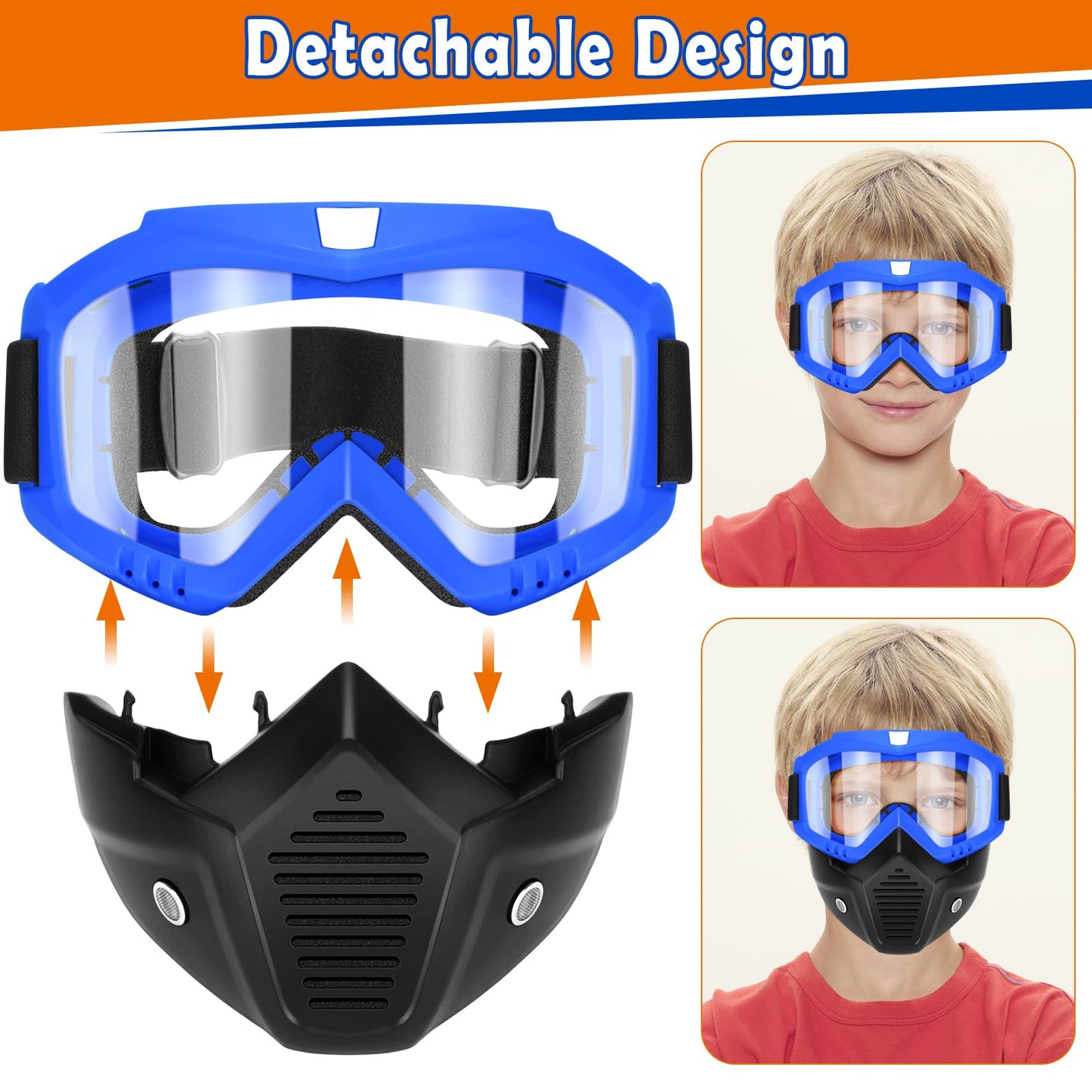 Pokonboy 2 Pack Tactical Mask With Goggles Compatible With Nerf Rival, Apollo, Zeus, Khaos, Atlas, & Artemis Blasters Rival Mask
