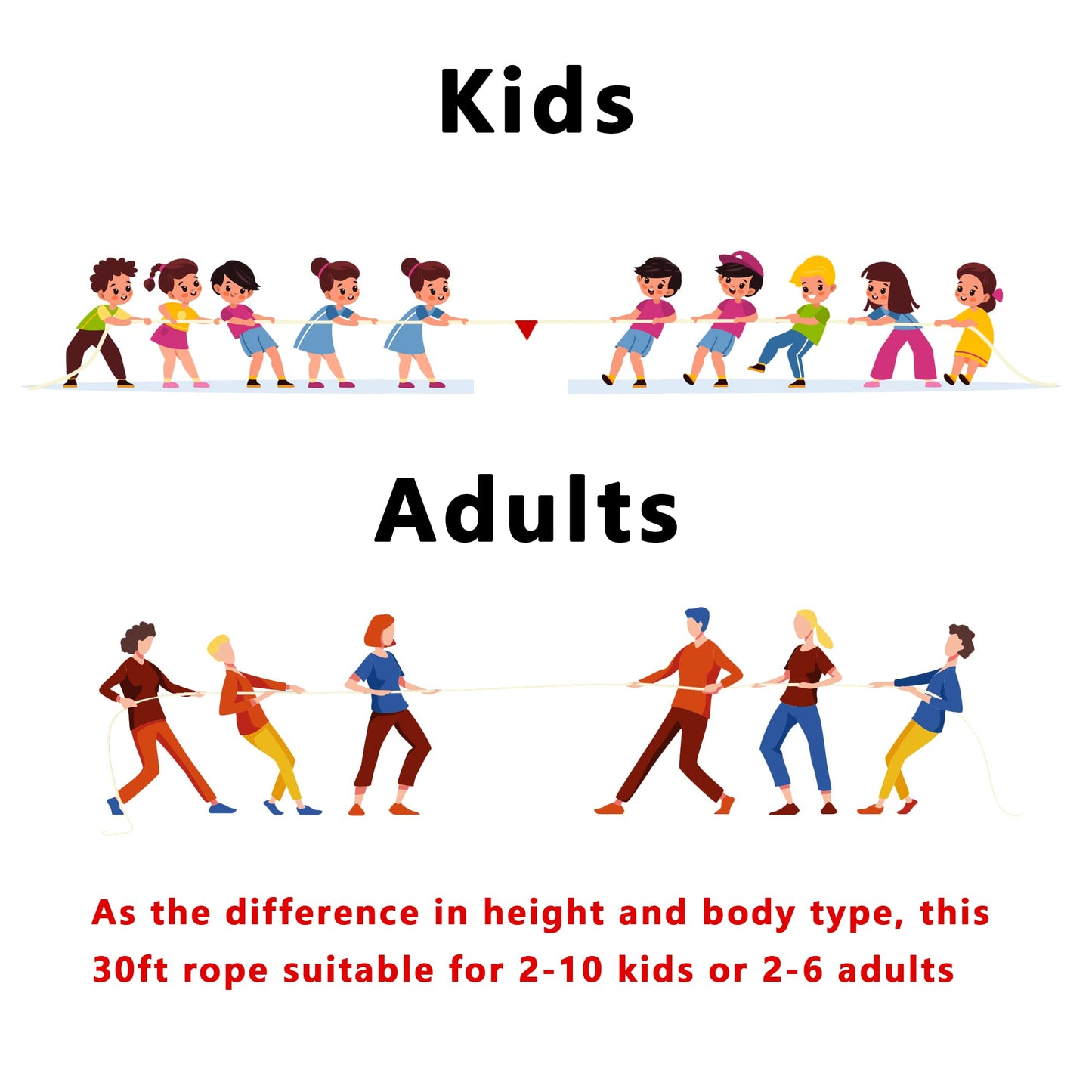 Tug Of War Rope For Kids And Adults, Natural Twisted Cotton Rope, Outdoor Games Set Perfect For Carnival Team Building Activitie