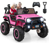 Olakids 24V Ride On Car - 2 Seater Electric Jeep Truck, 34"x48"x32.5", Pink, Remote Control, Soft Brake, LED Light, Music