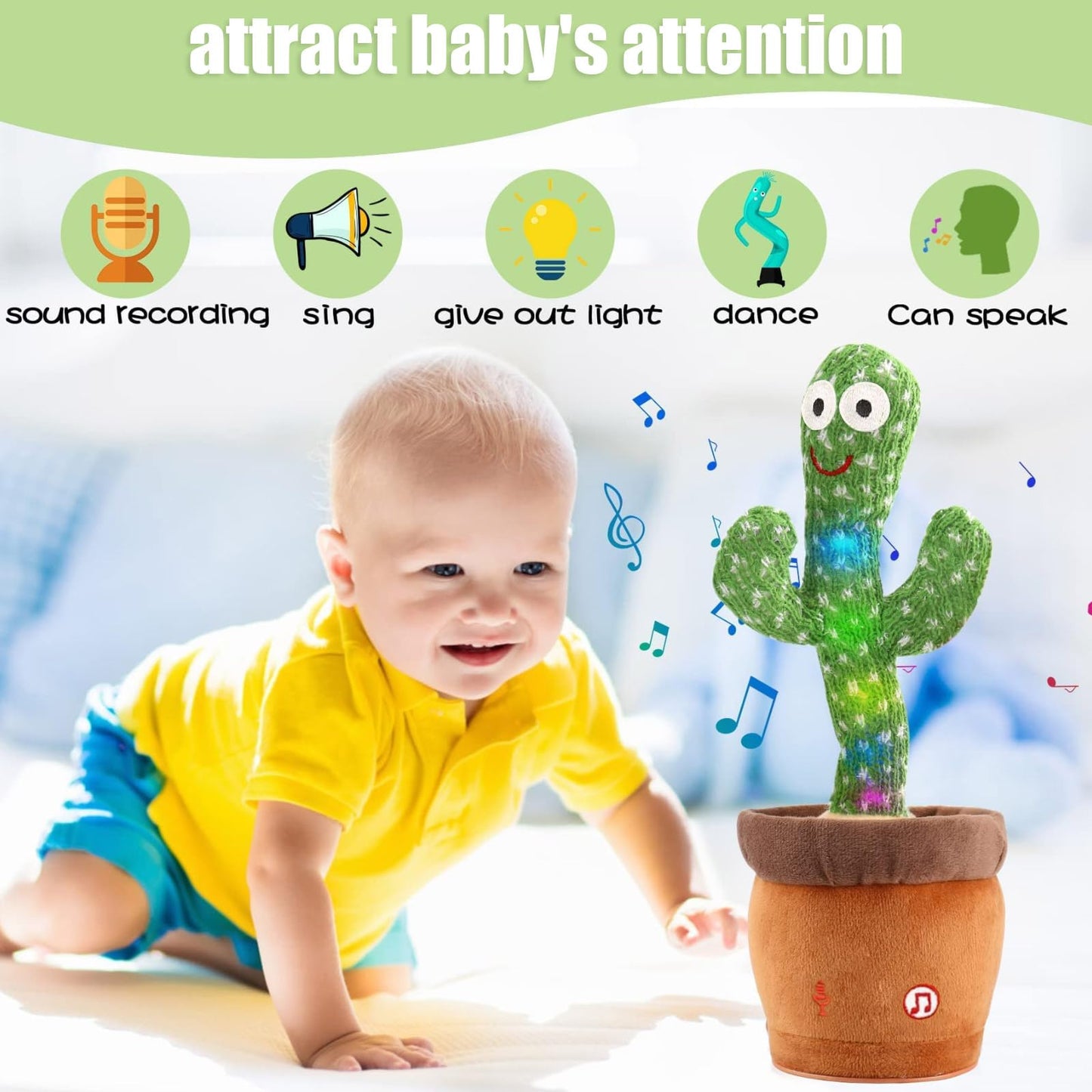 Miaodam Dancing Cactus, Talking Cactus Repeats What You Say, New Soft Plush Talking Toy Electric Speaking Cactus Baby Toys Packi