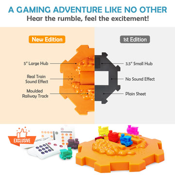 Yinlo Mexican Train Dominoes Set - Double 12, 91 Tiles, Colorful Dot Pips, Real Train Sound, Score Pad, 9 Colorful Trains, Medium Size, Orange