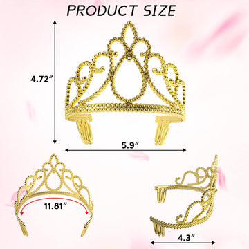 12 Pieces Princess Crowns for Girls Princess Crowns and Tiaras Dress up Costume Party Favor Accessories Gold Tiaras for Girls We