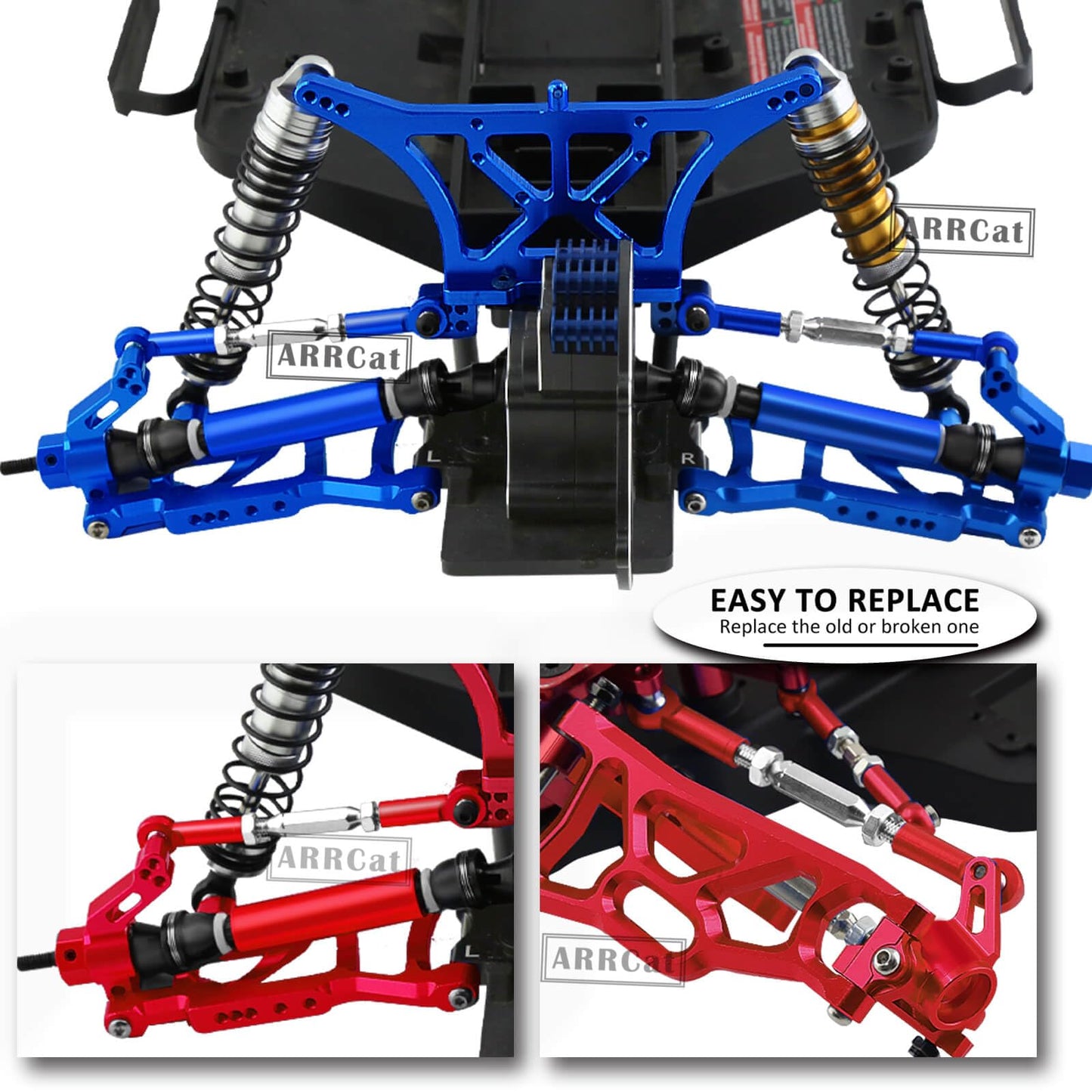 ARRCat Upgrades Parts for 1/10 Slash 2WD/Stampede 2WD/Rustler 2WD/Nitro Slash 2WD RC Truck,Alloy Steering Blocks,Front Caster Bl